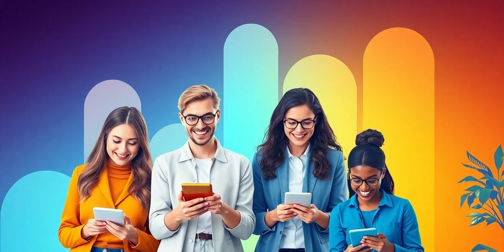 Groupe de personnes interagissant joyeusement en ligne.