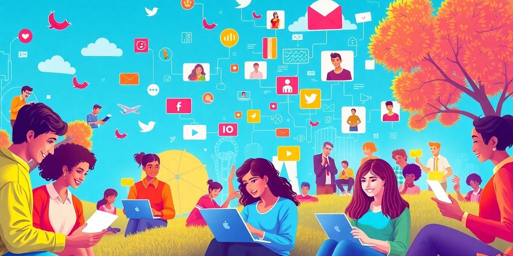 Personnes interagissant avec la technologie sur Internet.
