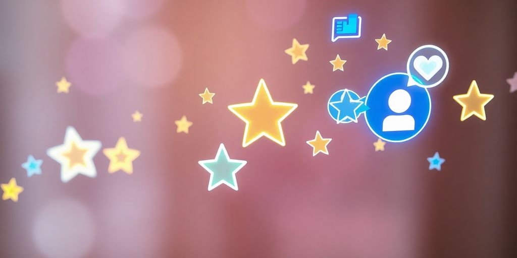 Étoiles brillantes et icônes positives